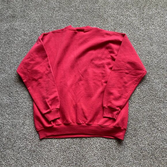 VINTAGE USA EMBROIDERED SPELLOUT RED CREWNECK SIZE LARGE - Picture 4 of 6